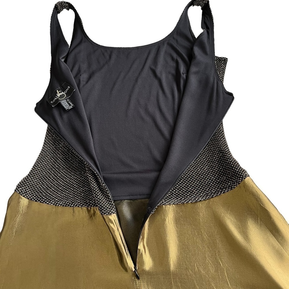 JS COLLECTIONS Metallic Gold Sleeveless Maxi Dress Evening Gown Size 12 - Picture 10 of 16